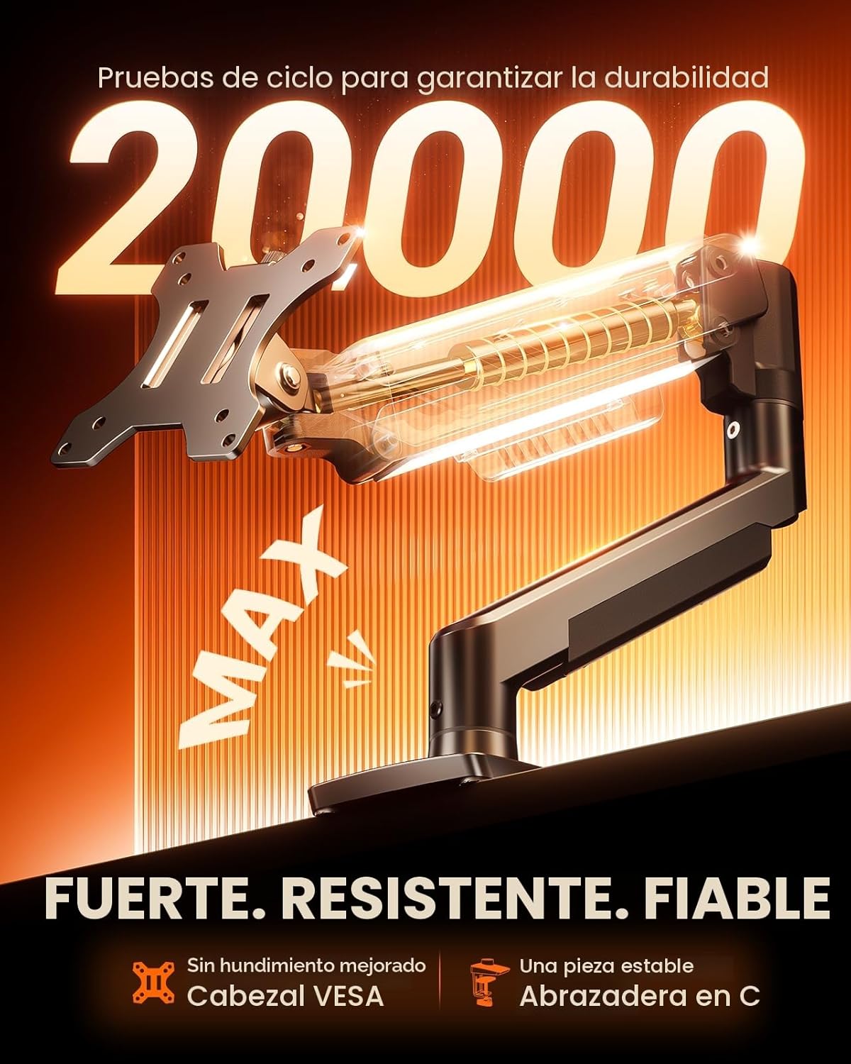 Detalle de ErGear Soporte de monitor de escritorio para 13–34" (brazo sin ceder) con VESA 75/100 y hasta 9 kg