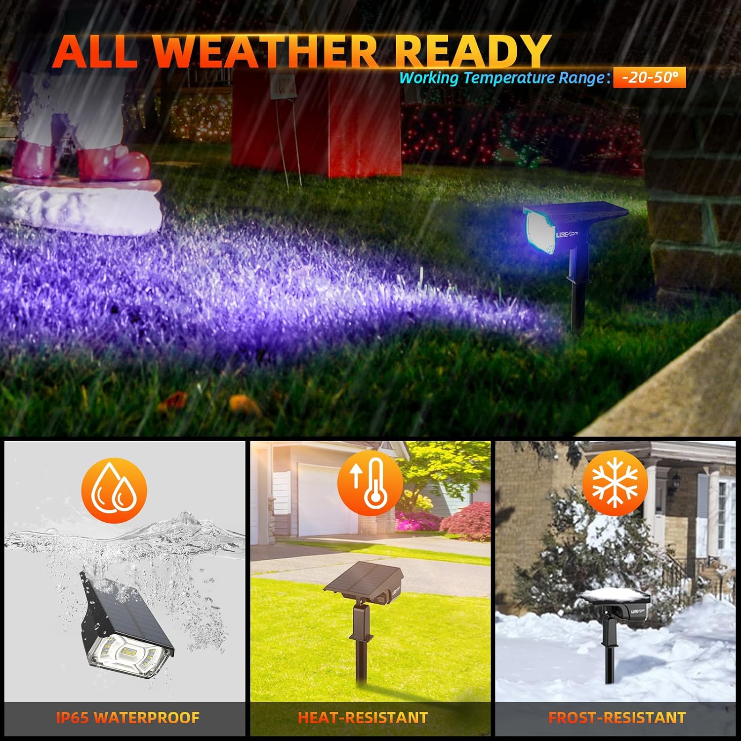 Detalle de LEREKAM Solar Spotlights, 40 LED