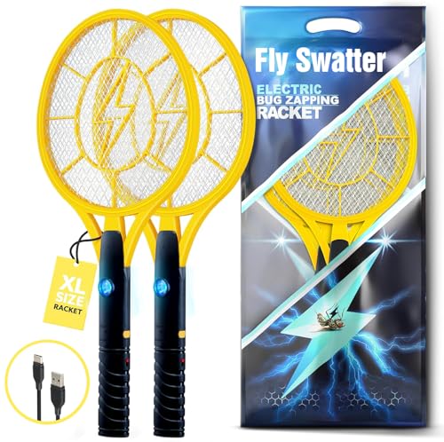 Lot de 2 tapettes à Mouches électriques GameXcel 4000 W, portables et LED – intérieur et extérieur
