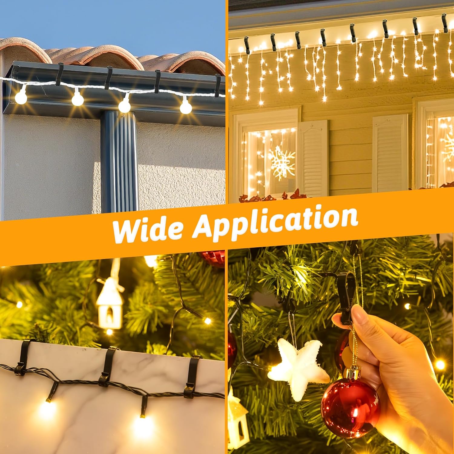 Thumbnail 6 de Dalugo Gutter Hooks for Outdoor Lights – 40 Black Plastic S Clips for Hanging Christmas Lights