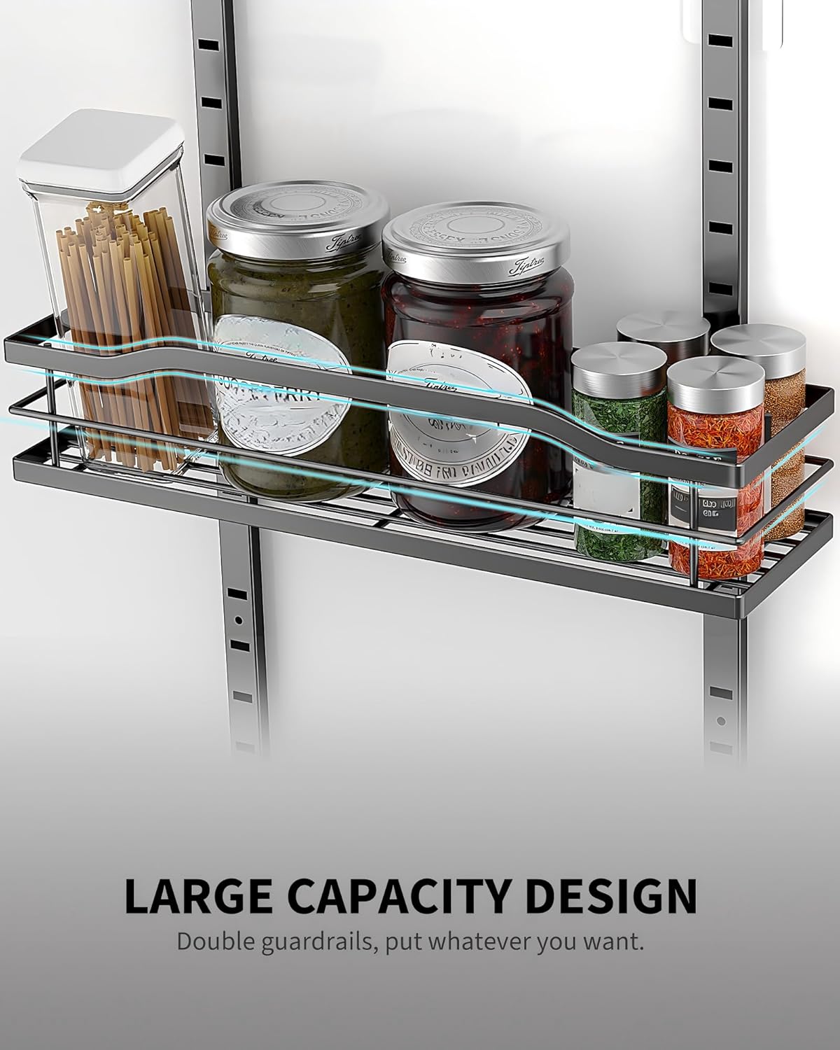 Thumbnail 3 de Moforoco 9-Tier Over The Door Pantry Organizer (Black Metal) for Spice Storage and Small Spaces