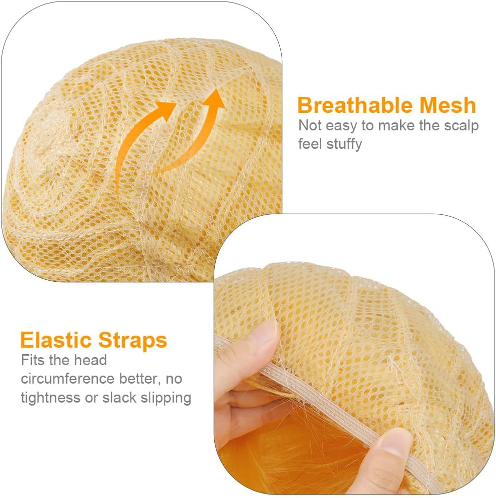Thumbnail 3 de Aomig Short Bob Wig Set for Women – 3 Pack in Neon Lemon Yellow with Caps, Bangs, and Accessories