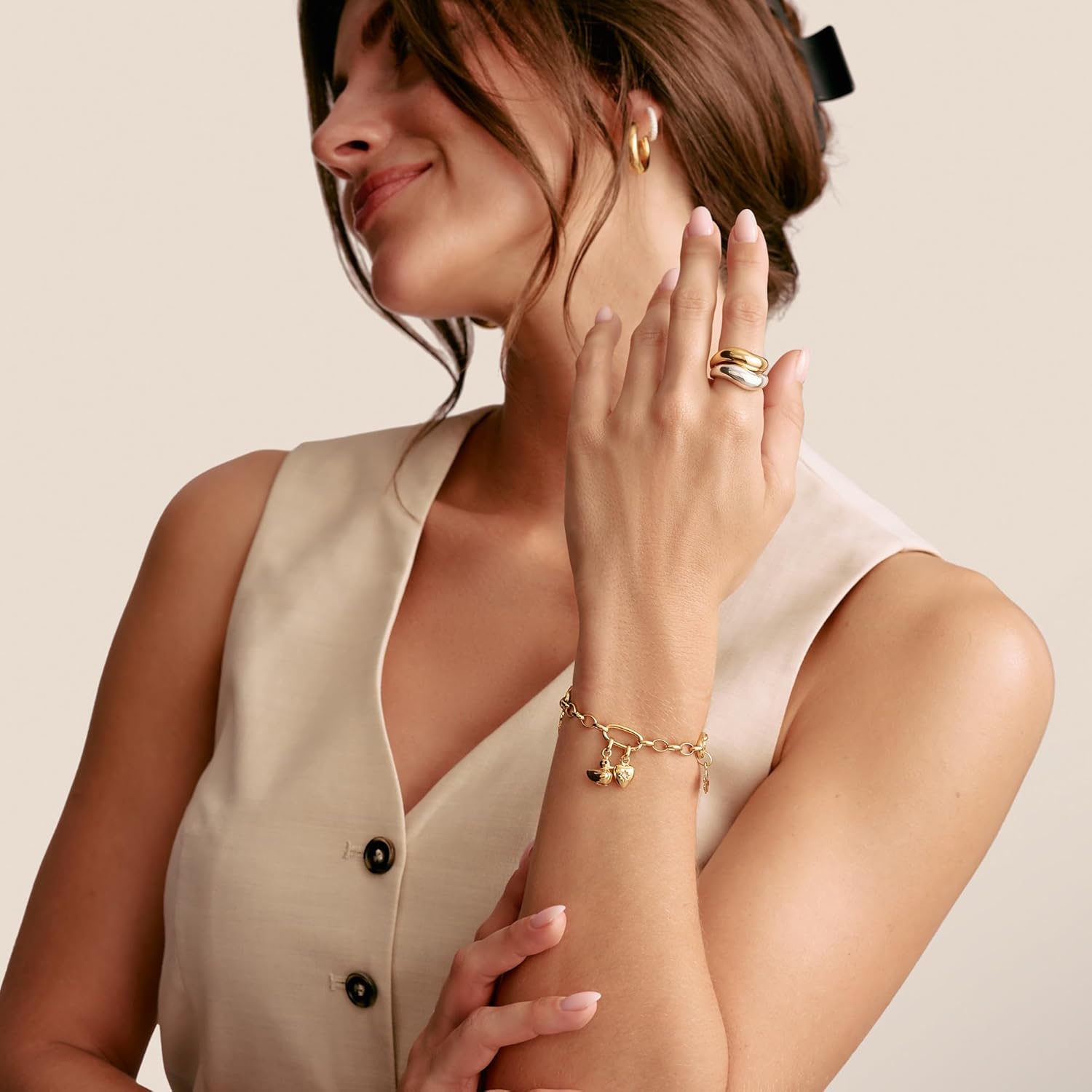 Thumbnail 2 de Thomas Sabo Charm Club Connect CC1234-414-14: Ciondolo cuore con stelle in argento 925 riciclato e placcatura oro 18K