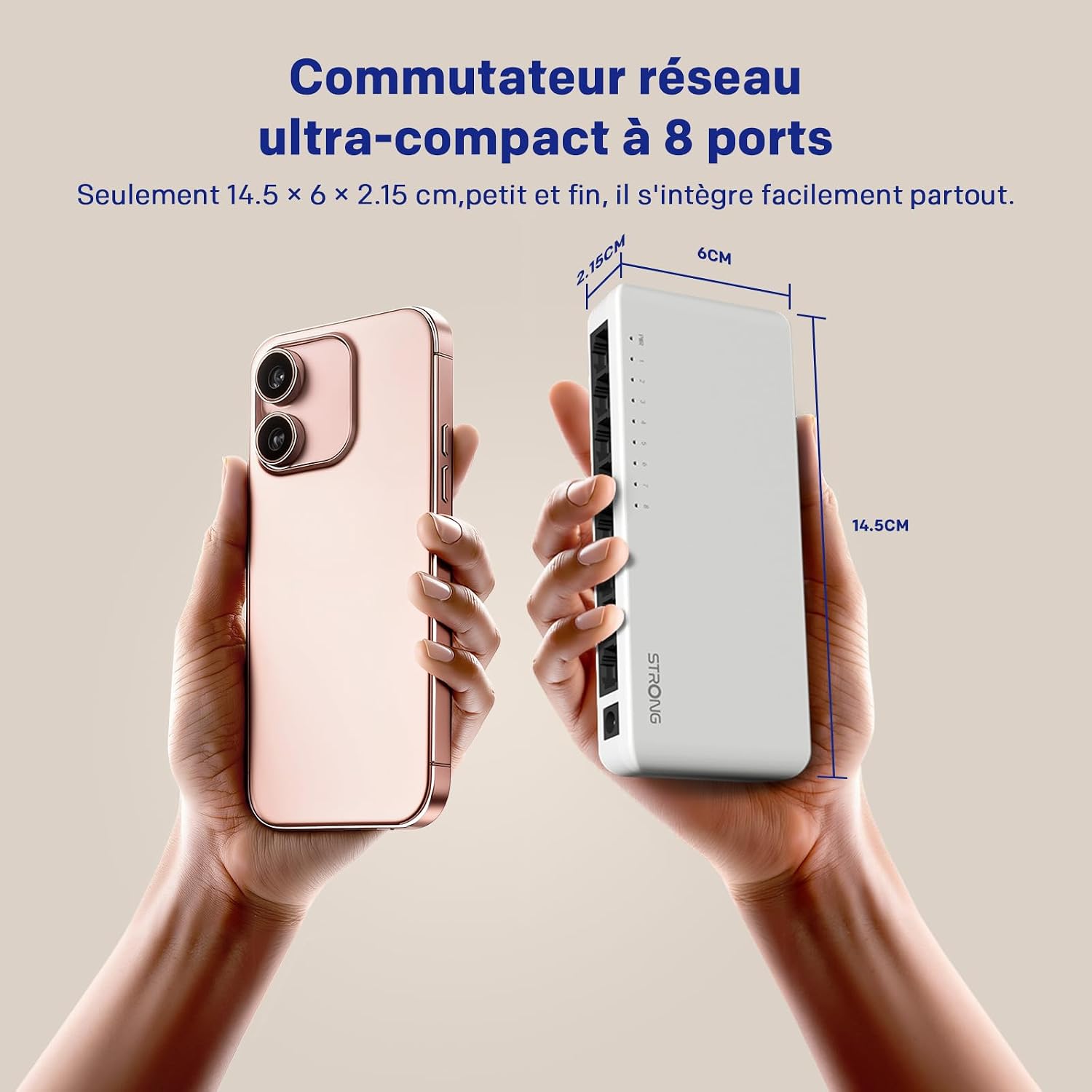 Thumbnail 4 de STRONG SW8000P – Switch Ethernet 8 Ports Gigabit (10/100/1000 Mbps) avec alimentation externe