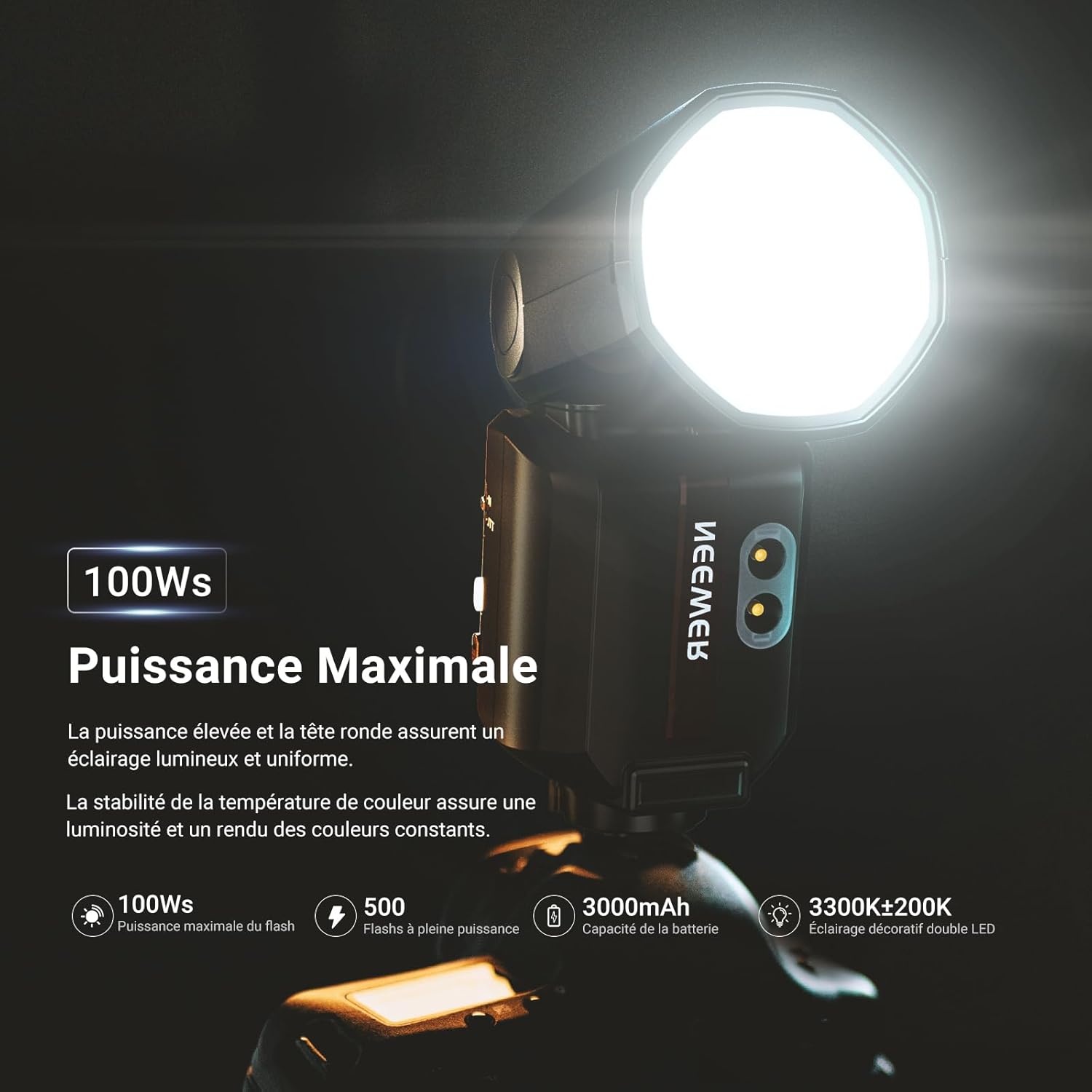 Detalle 2 de NEEWER Flash 100Ws Z3-C 2,4G TTL avec écran tactile, HSS 1/8000 pour Canon et Godox