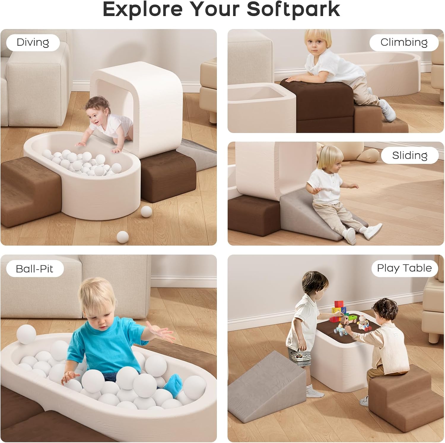 Thumbnail 5 de BanaSuper Kids Soft Play Set: Foam Ball Pit, Climbing Blocks and Crawl Playground