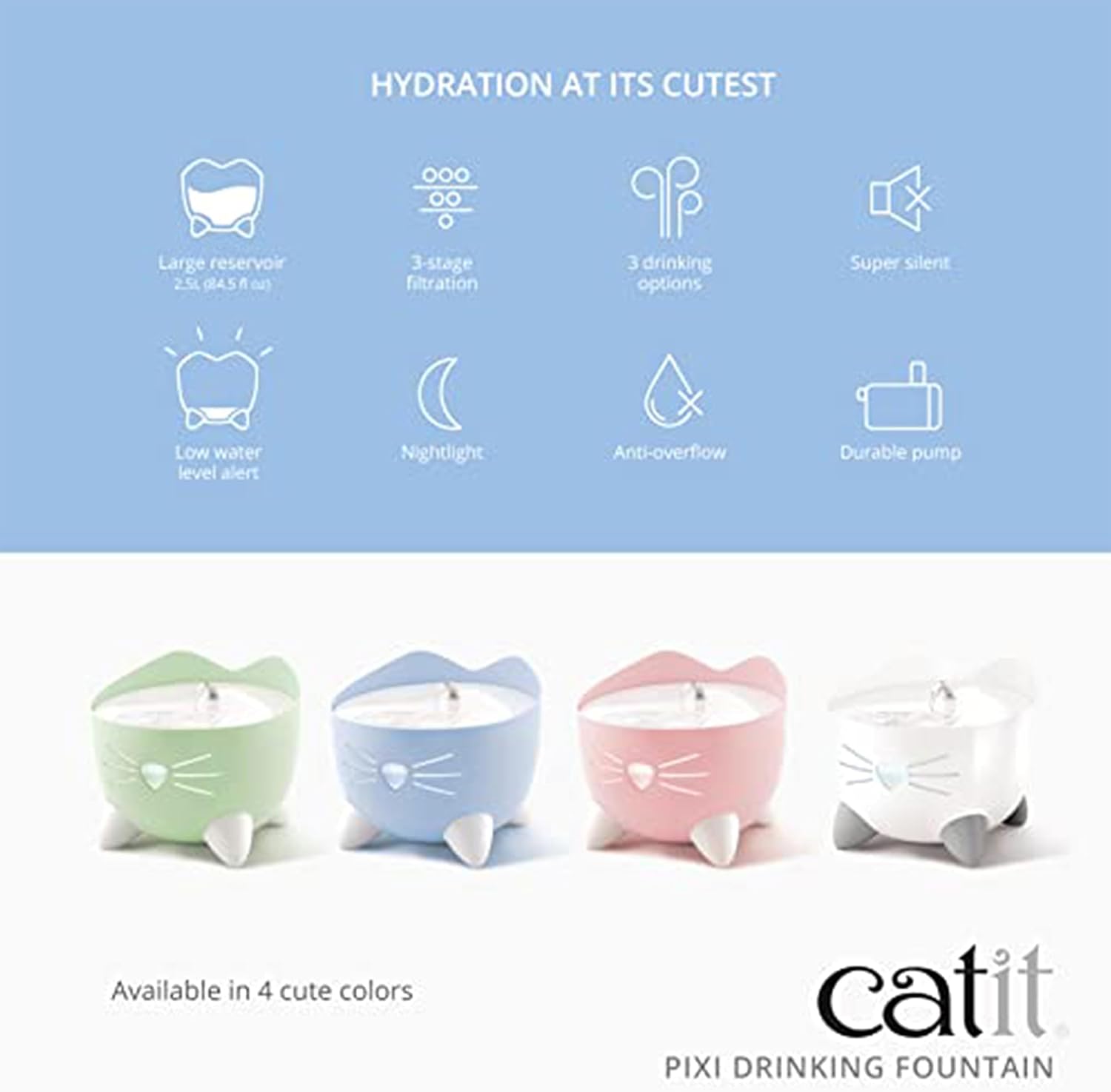 Detalle de Catit Pixi Fontaine à Eau pour Chat 2,5 L – Blanc