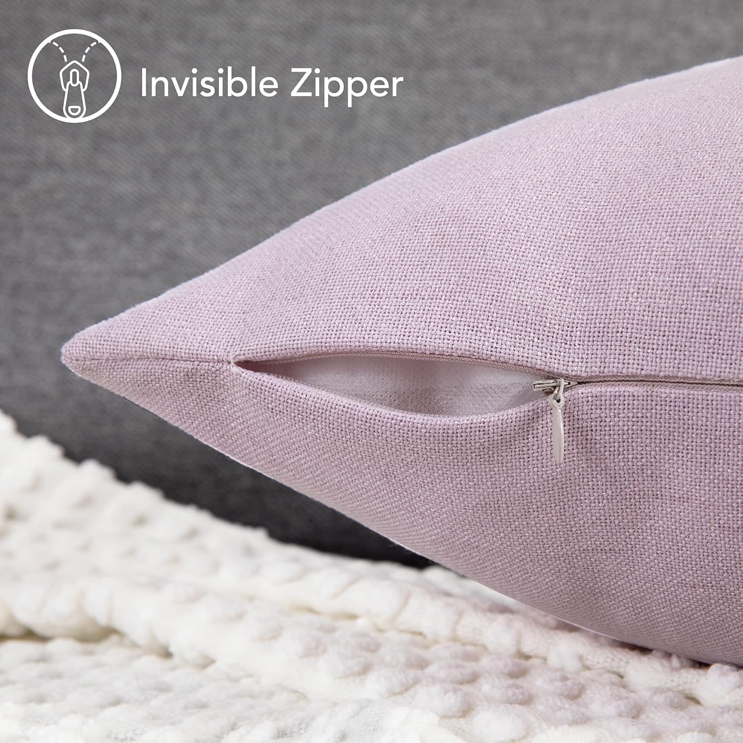 Thumbnail 2 de Deconovo lot de 2 housses de coussin rose pâle 65x65 cm (fermeture invisible)