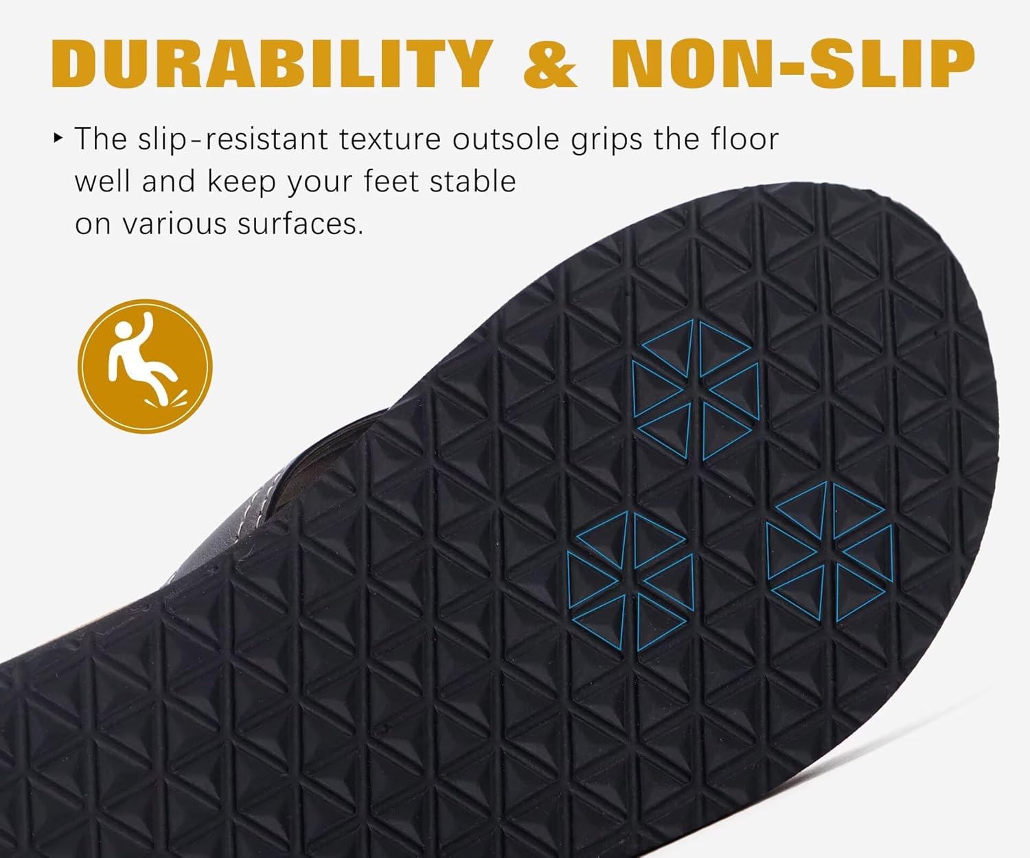 Detalle 2 de KuaiLu men’s leather arch support flip flops – cushioned wide-fit beach sandals with non-slip sole