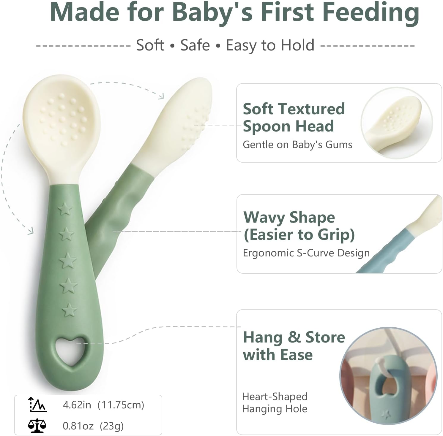 Thumbnail 1 de Seposeve KPSBS01 Silicone Baby Spoons, 4-Pack, Soft BLW Design