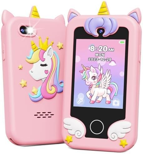 Detalle de KOKODI Pink speelgoedsmartphone voor kinderen met touchscreen en eenhoornthema