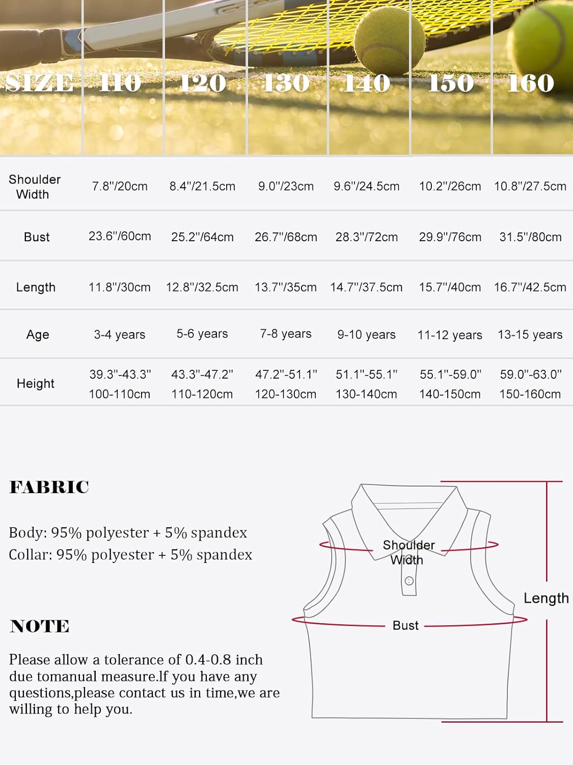 Detalle de Bezioner Girls Polo Sleeveless Tennis T-Shirts: Classic Collared Golf Tank Tops for Gym, Running and Play