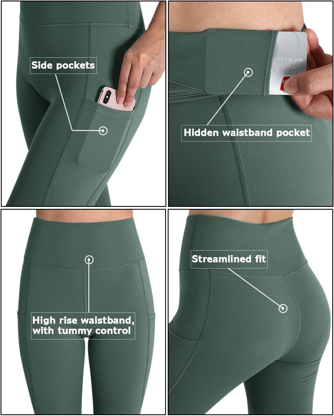 Detalle 2 de OUGES Damen Sport Leggings High Waist Yogahose đ§â