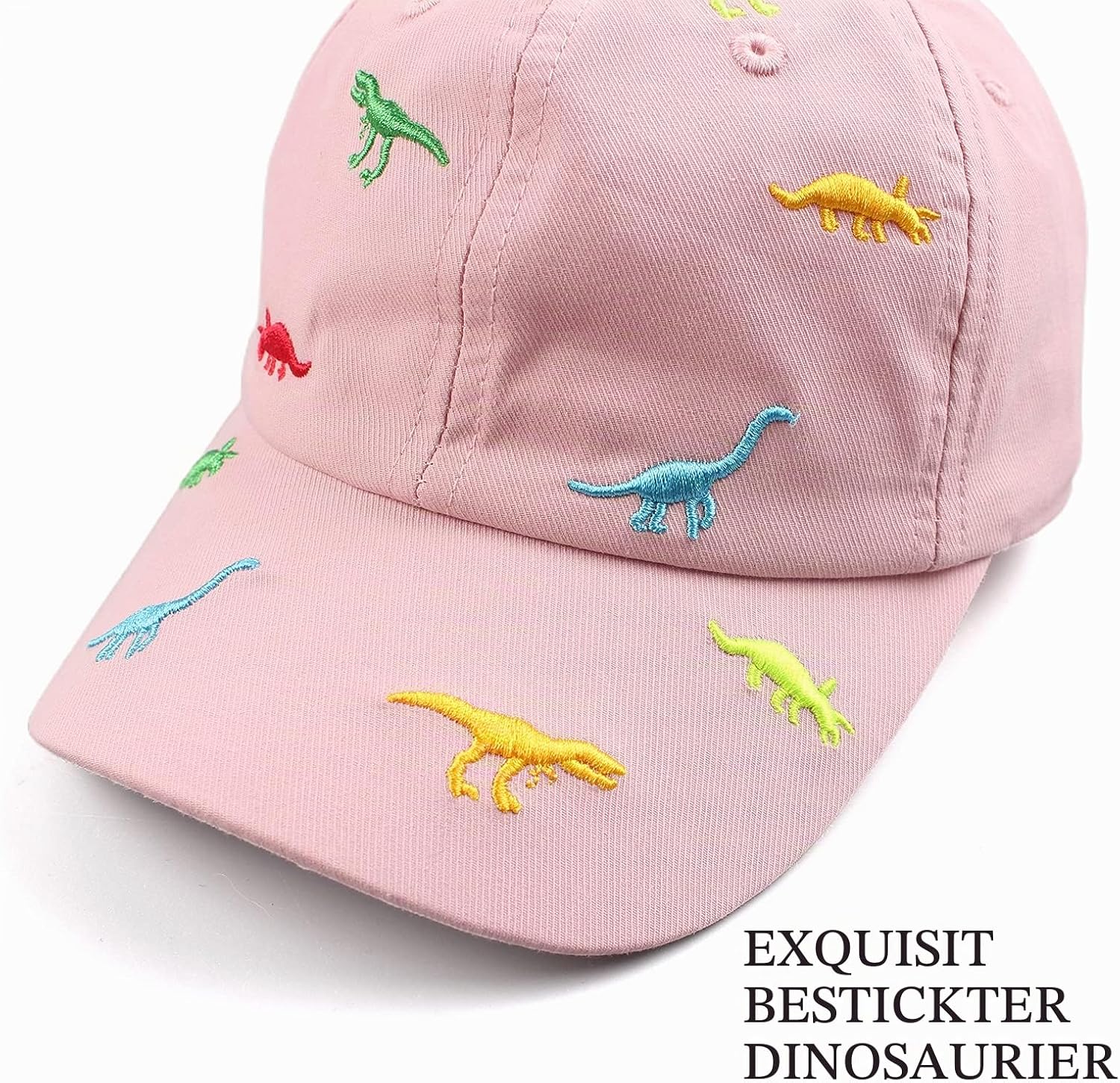 Detalle 2 de XIAOHAWANG Sommer Baseball Cap für Kinder 2–6 Jahre mit Dinosaurier-Stickerei – Verstellbare Schirmmütze aus Baumwolle