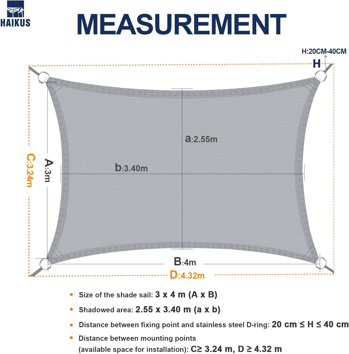 Thumbnail 3 de HAIKUS tenda a vela ombreggiante impermeabile sabbia 3x4 m (protezione UV 98%)