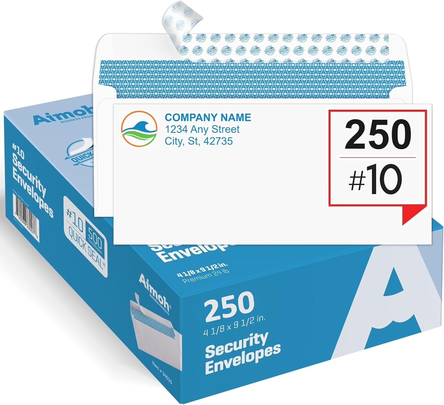 Thumbnail 6 de Aimoh 500#10 Security Self Seal Mailing Envelopes - Windowless, 4-1/8 x 9-1/2, 24lb, 500 Ct