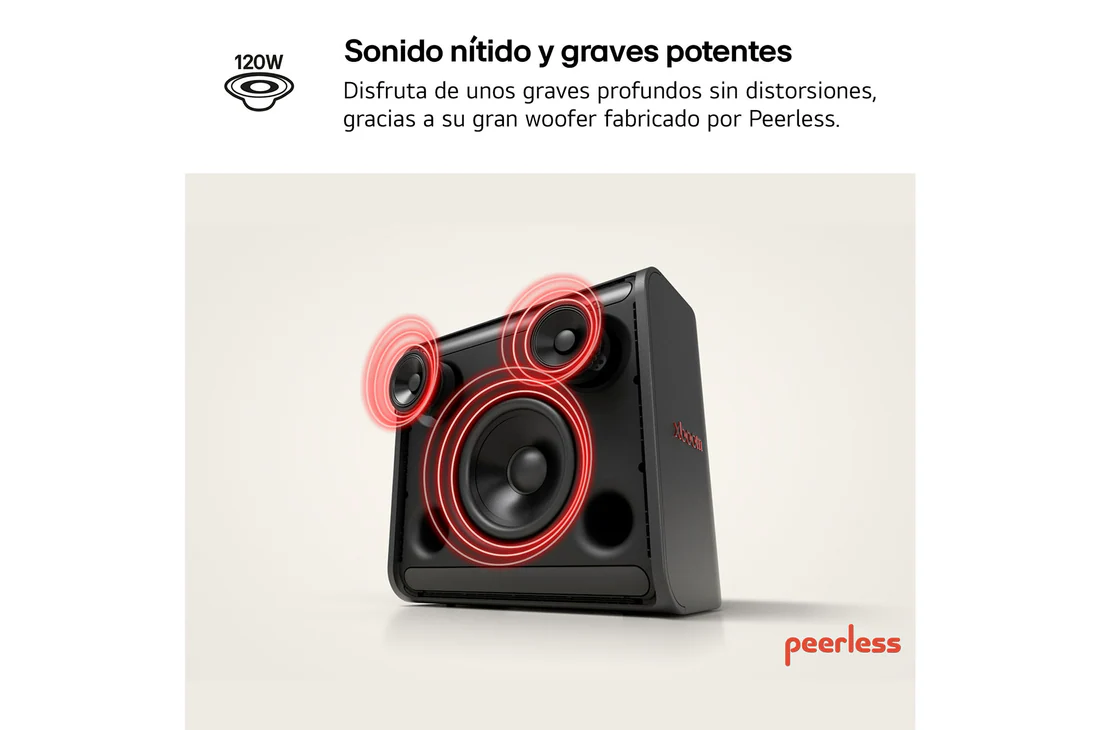 Thumbnail 4 de LG xboom Stage 301 by will.i.am: altavoz de 120 W para fiestas con karaoke, iluminación LED y Bluetooth