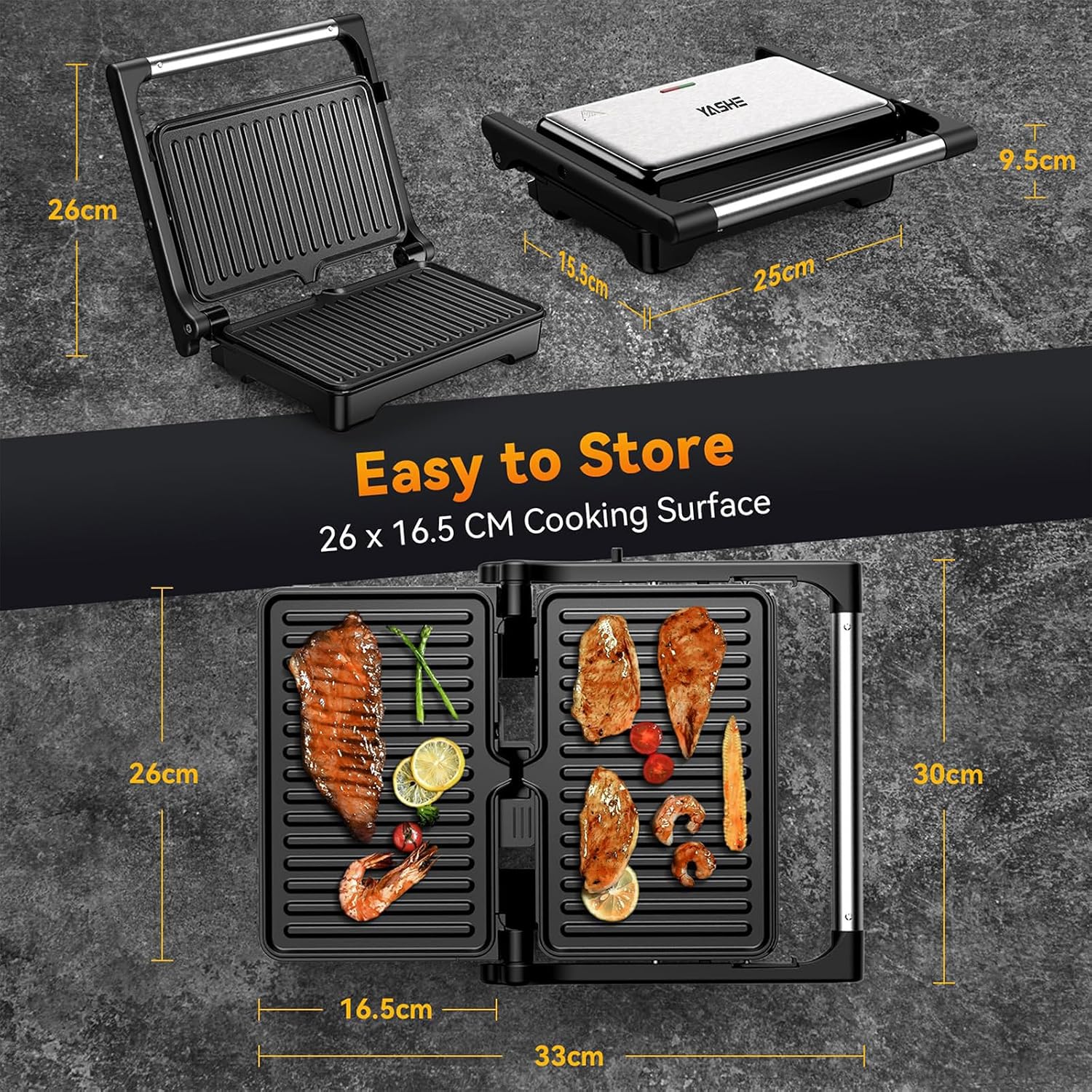 Thumbnail 4 de YASHE Sandwich Toaster 1500W panini press