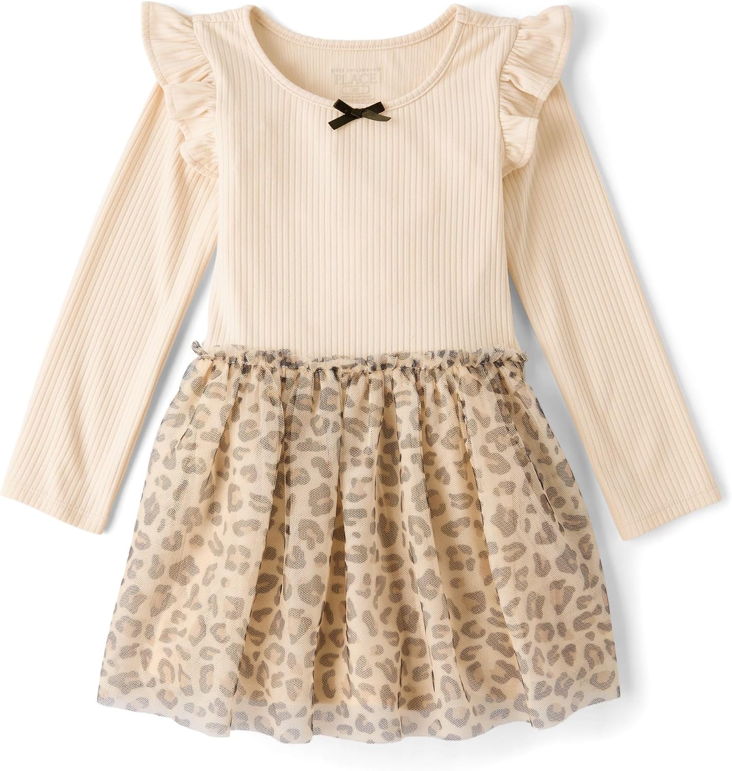 Detalle de The Children's Place 3062291 Long Sleeve Tutu Dress with Leopard Mesh Skirt