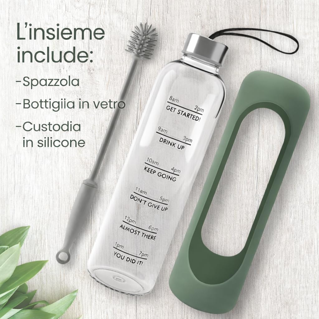 Detalle de Amalindo Borraccia in vetro 1 L: design robusto e sostenibile per bevande gassate