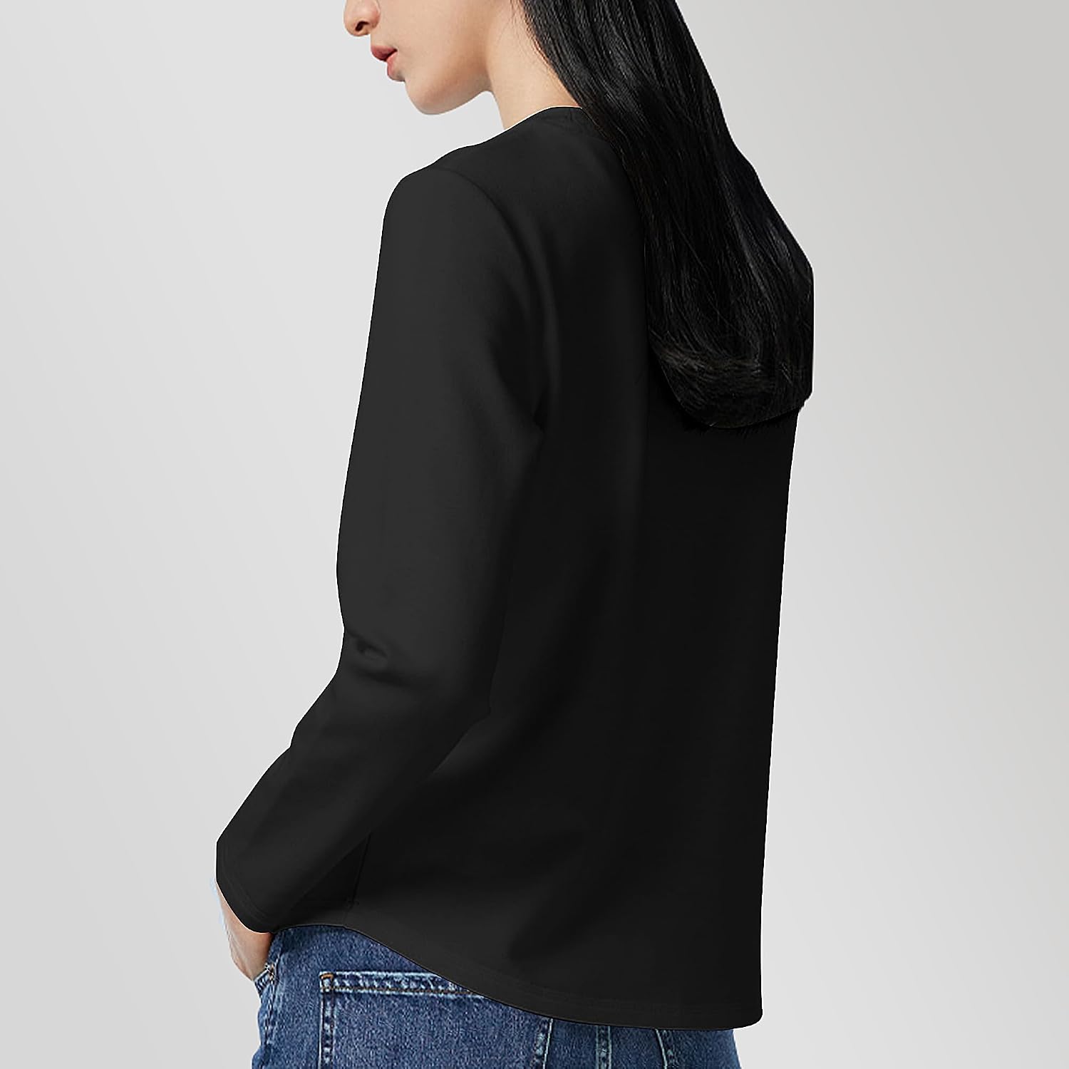Detalle 2 de LiKing Maglietta donna a maniche lunghe con scollo tondo in cotone, 3 paia (3er pack) 6151
