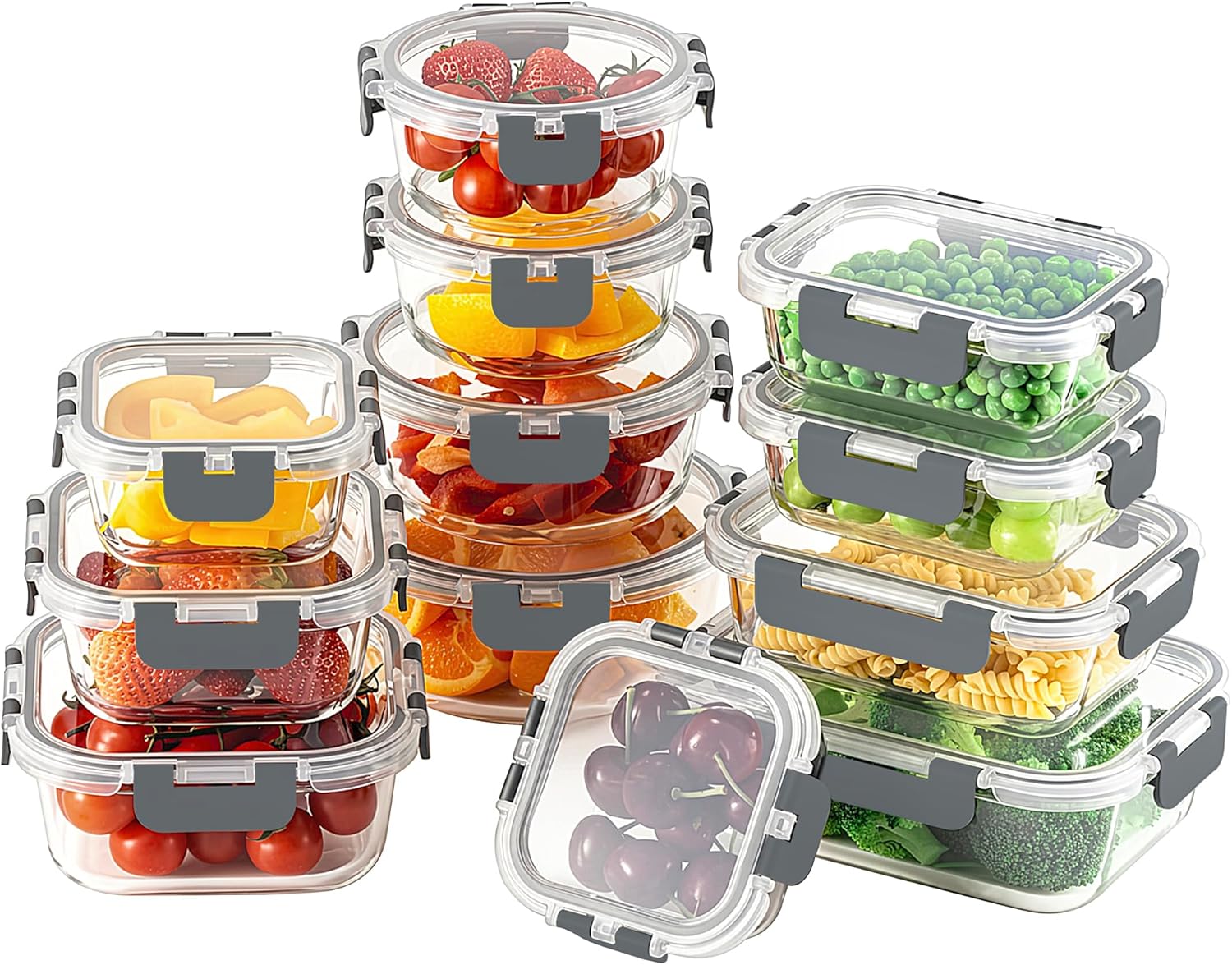 Detalle de HOMBERKING 24pc Glass Food Storage Containers 🍱