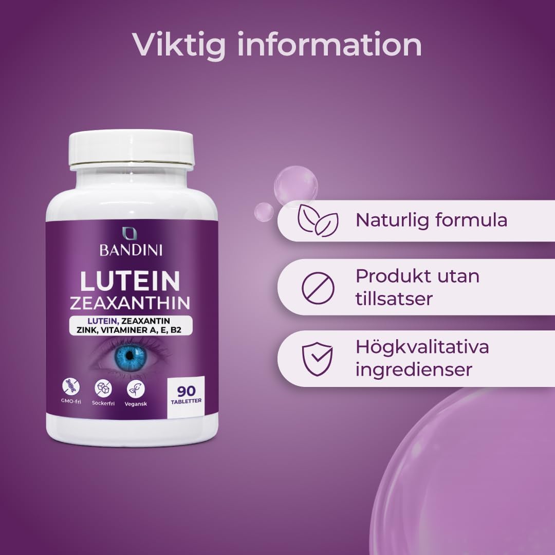 Thumbnail 6 de Bandini® Högdos lutein och zeaxantin – veganskt ögontillskott, 90 tabletter