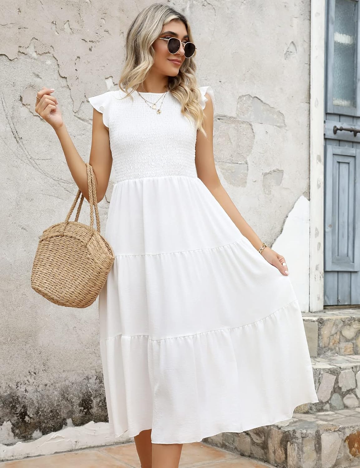 Detalle 2 de CMTOP Sommerkleid Damen Maxikleid für Sommer
