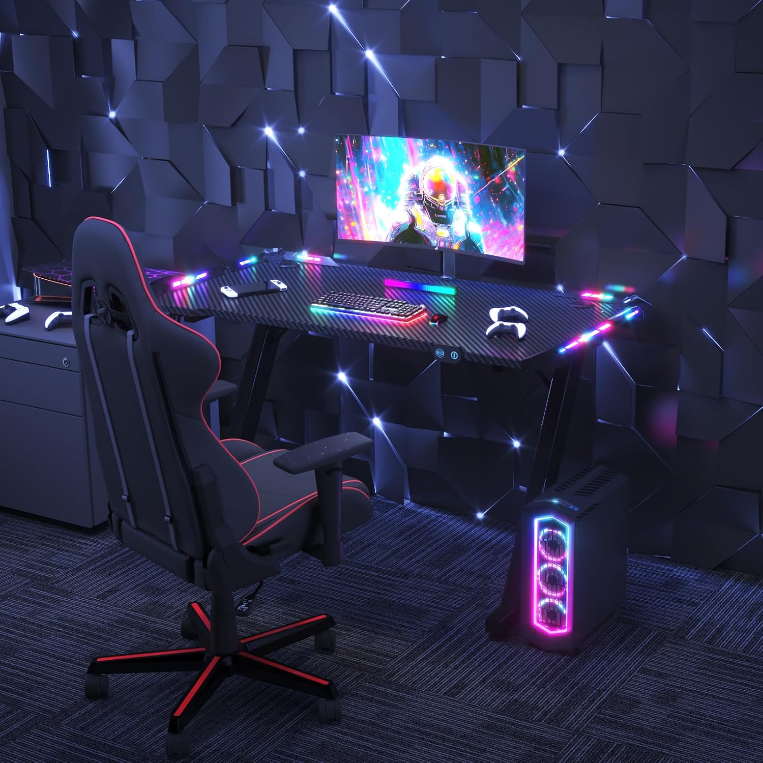 Detalle 2 de Scrivania Gaming 120x60 cm LED