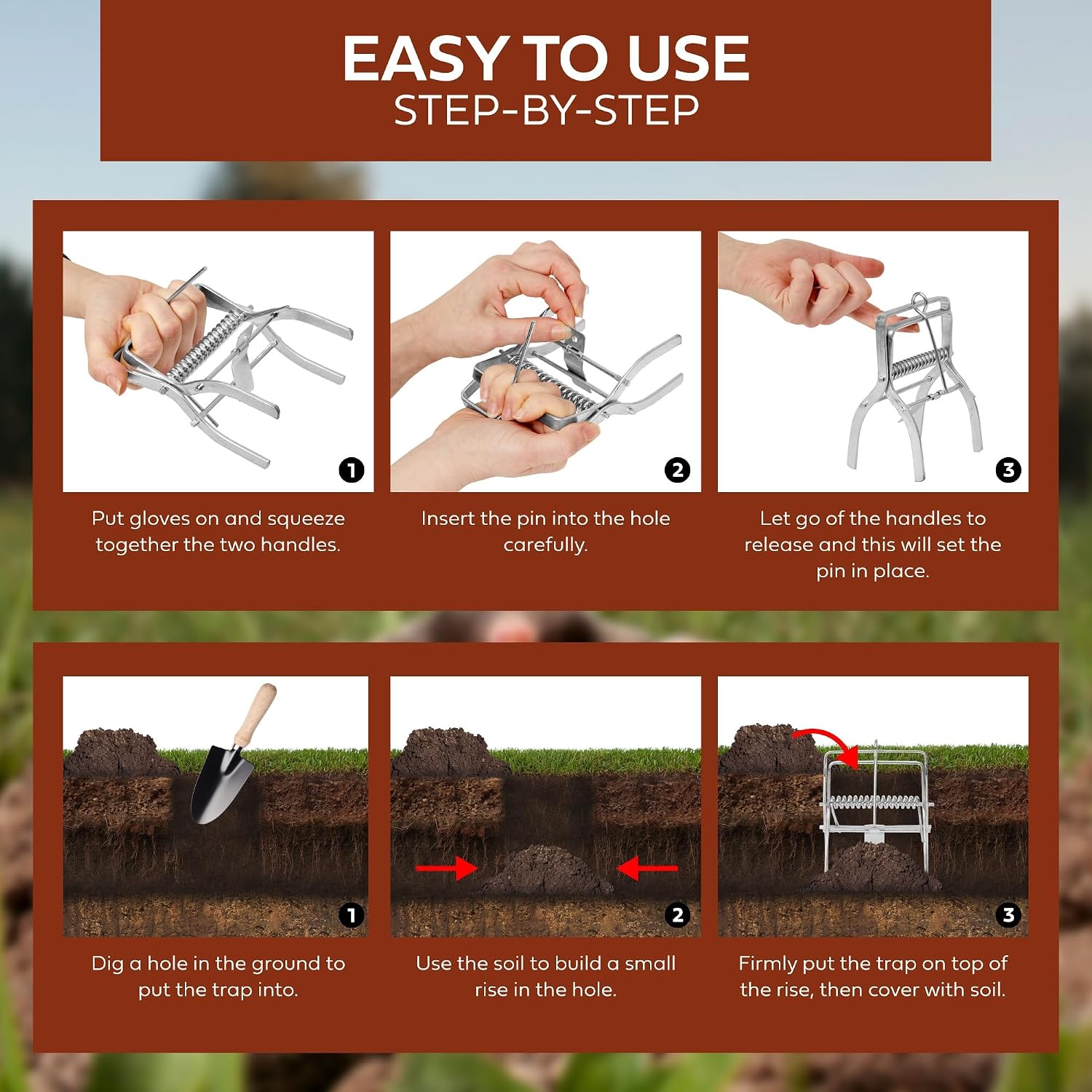 Detalle de REPELEM Claw Mole Trap Reusable Mole Traps 🕳