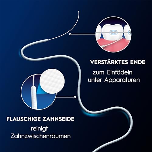 Detalle de Oral-B Superfloss Zahnseide – 4x50 vorgeschnittene blaue Fäden, speziell für Zahnspangen und Apparaturen