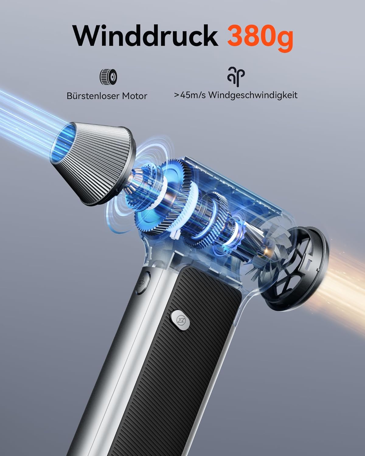 Thumbnail 2 de WOLFBOX MF200 elektrisches Staubgebläse mit abnehmbarem Akku (87,5 m/s) – kabellos, 3 Stufen, 4 Düsen