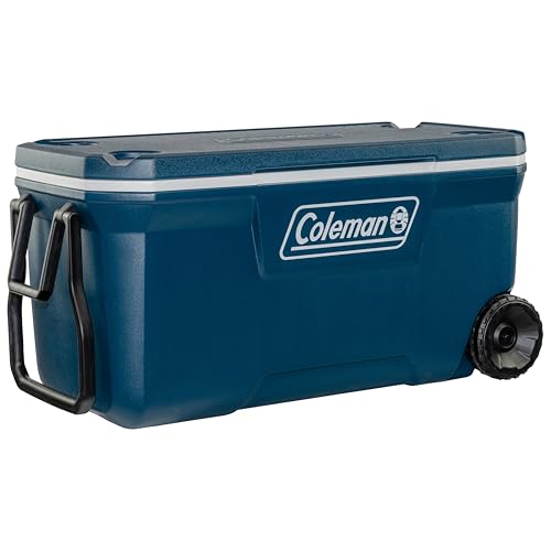 Thumbnail 6 de Coleman 100QT Xtreme Wheeled Cooler Box: nevera rígida de 94 L con ruedas y asiento, azul/blanco