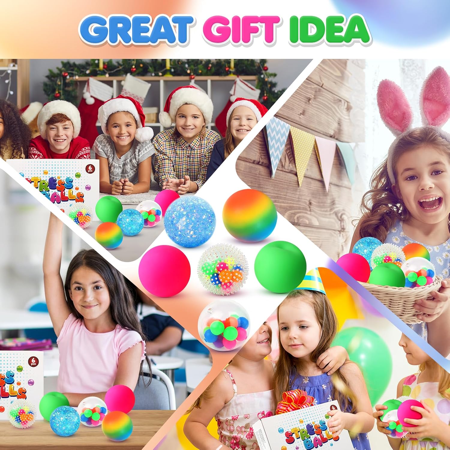 Thumbnail 5 de 6 Set Squishy Sensory Stress Balls for Adults: Calming Fidget Toys to Relieve Anxiety and Improve Focus