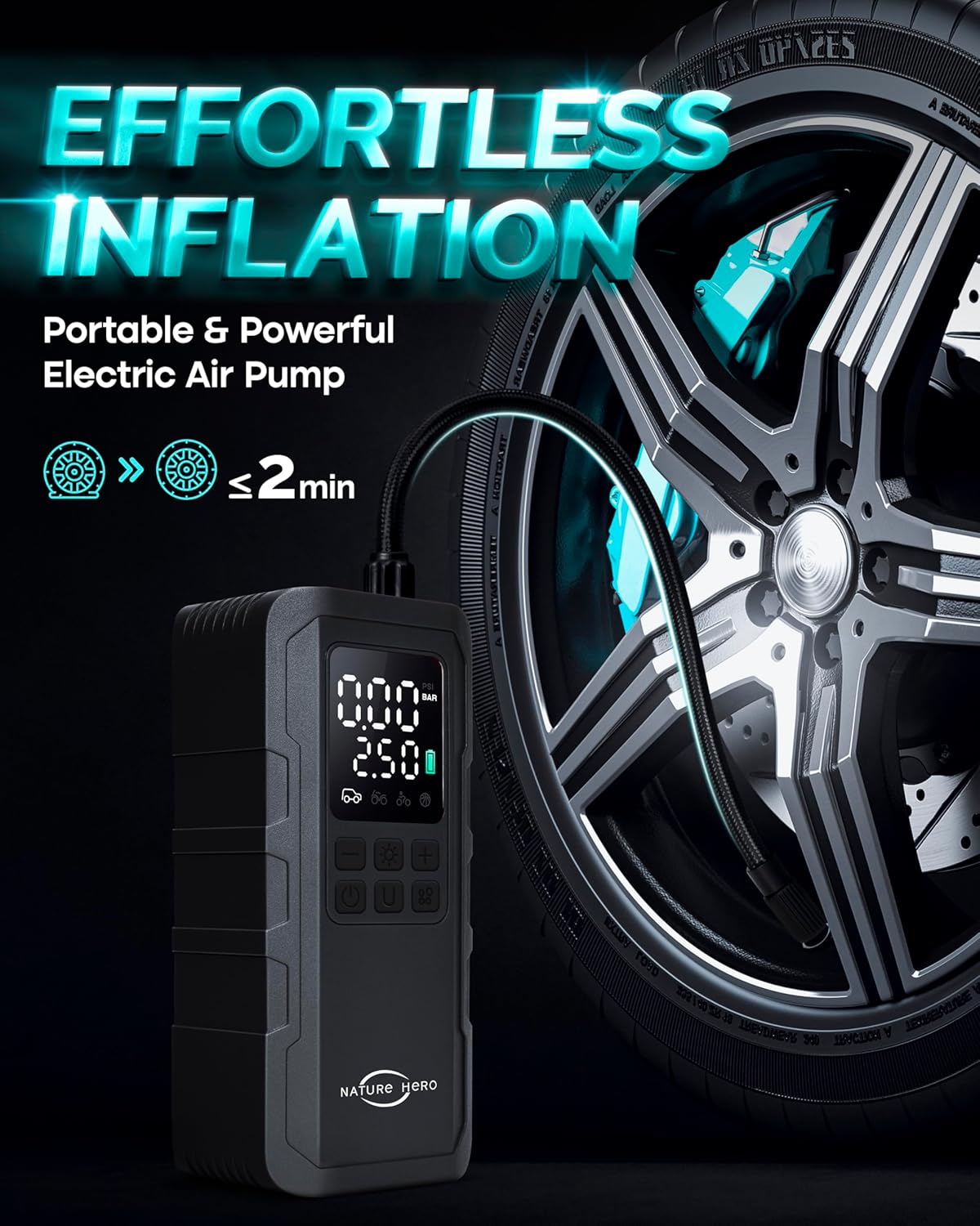 Thumbnail 1 de Nature Hero Tire Inflator 150 PSI Portable Pump