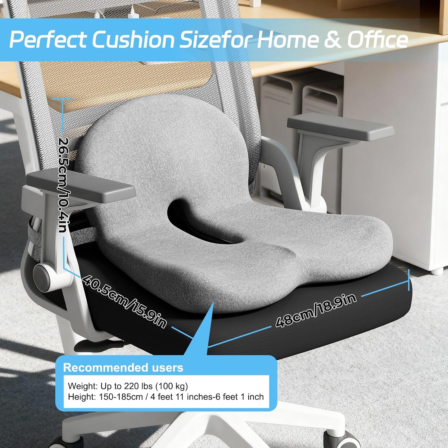 Thumbnail 1 de jpinlr L-Shaped Memory Foam Seat Cushion for Truck, Car, and Office Chairs
