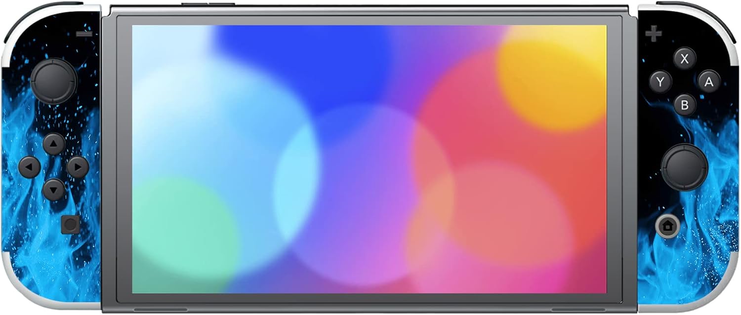 Thumbnail 3 de playvital Full Set Protective Stickers for Nintendo Switch OLED – Blue Flame vinyl skins for console, Joy-Con, dock & grip