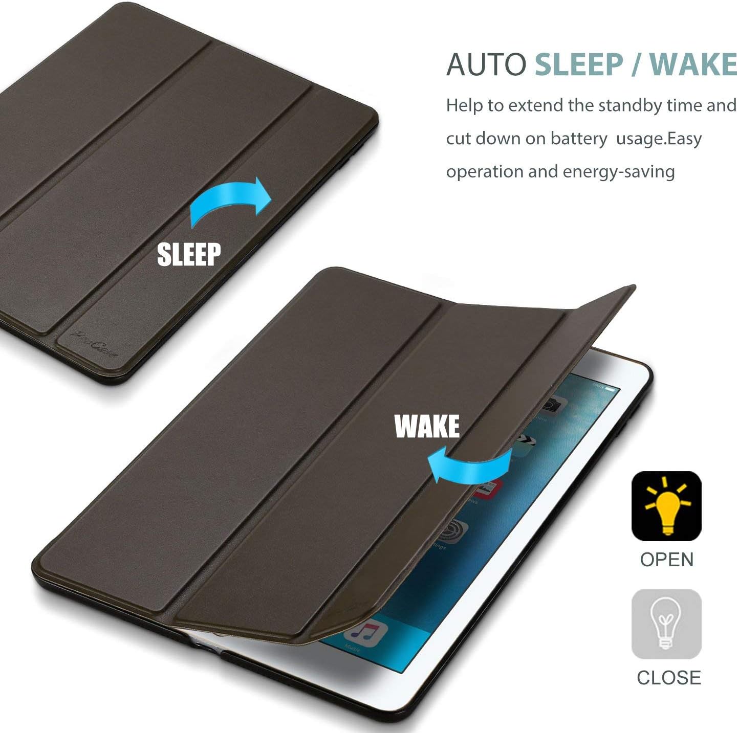 Thumbnail 6 de ProCase Hülle für iPad 9.7 (2017/2018) – Dreifach ultra dünn, transluzente Rückseite, Auto Sleep/Wake