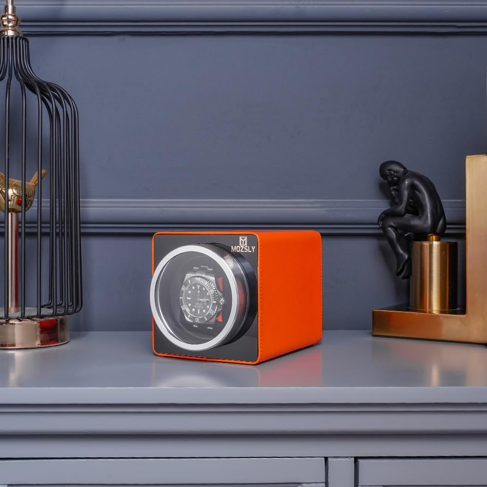 Thumbnail 5 de MOZSLY Einzel-Uhrenbeweger für Automatikuhren mit leisem Motor, Leder (12 Drehrichtungen)