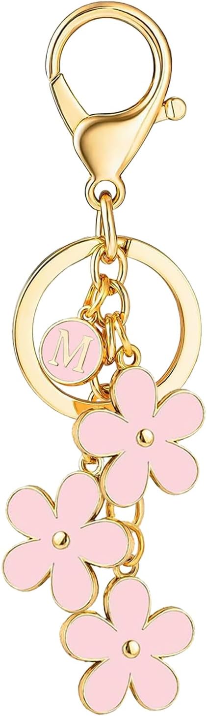 Thumbnail 6 de Tihnvk Flower Initial Keychain for Women – Pink Flower Charms with Personalised Letter