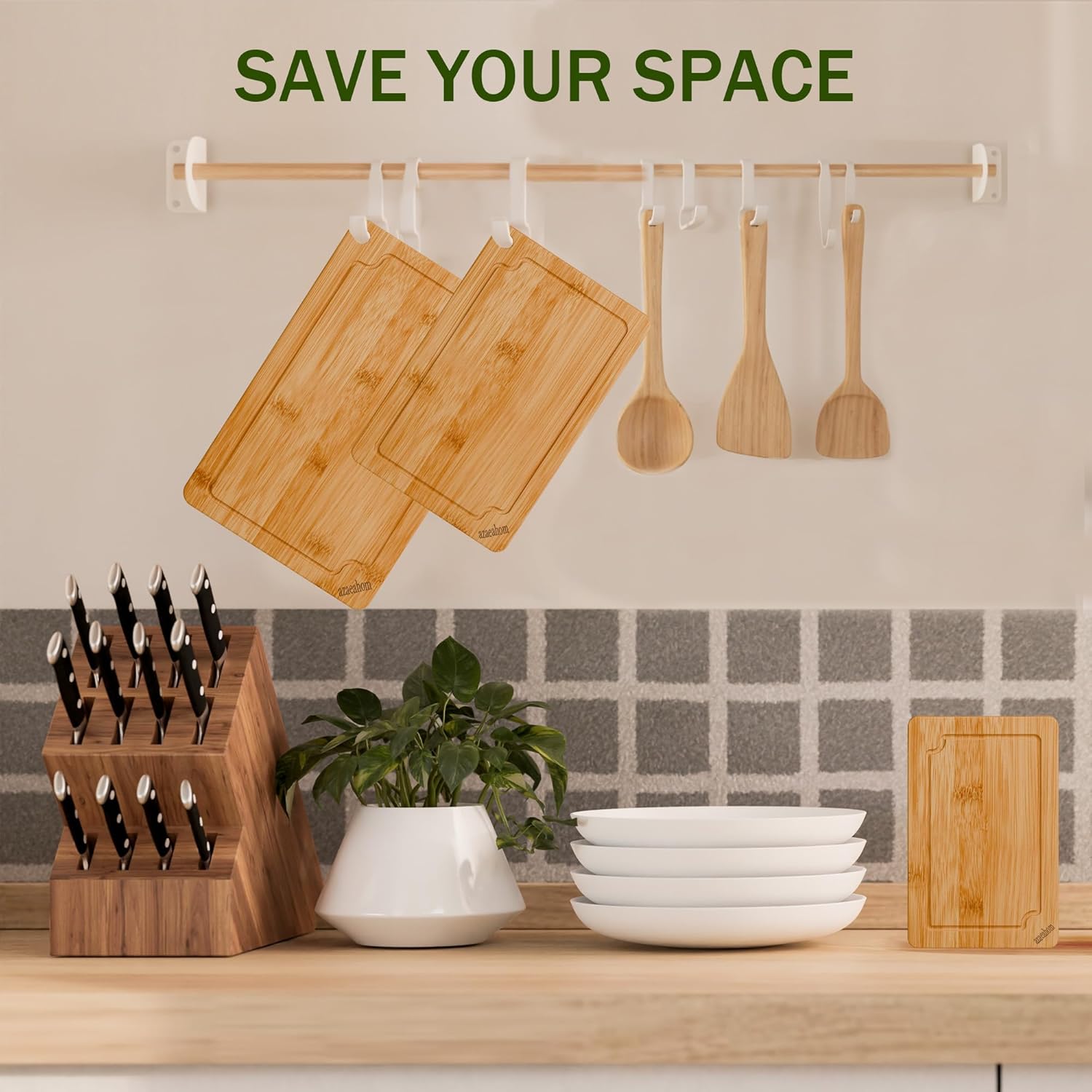 Thumbnail 6 de Azaeahom Bamboo Cutting Boards – 3-Piece Set (Large, Medium, Small)