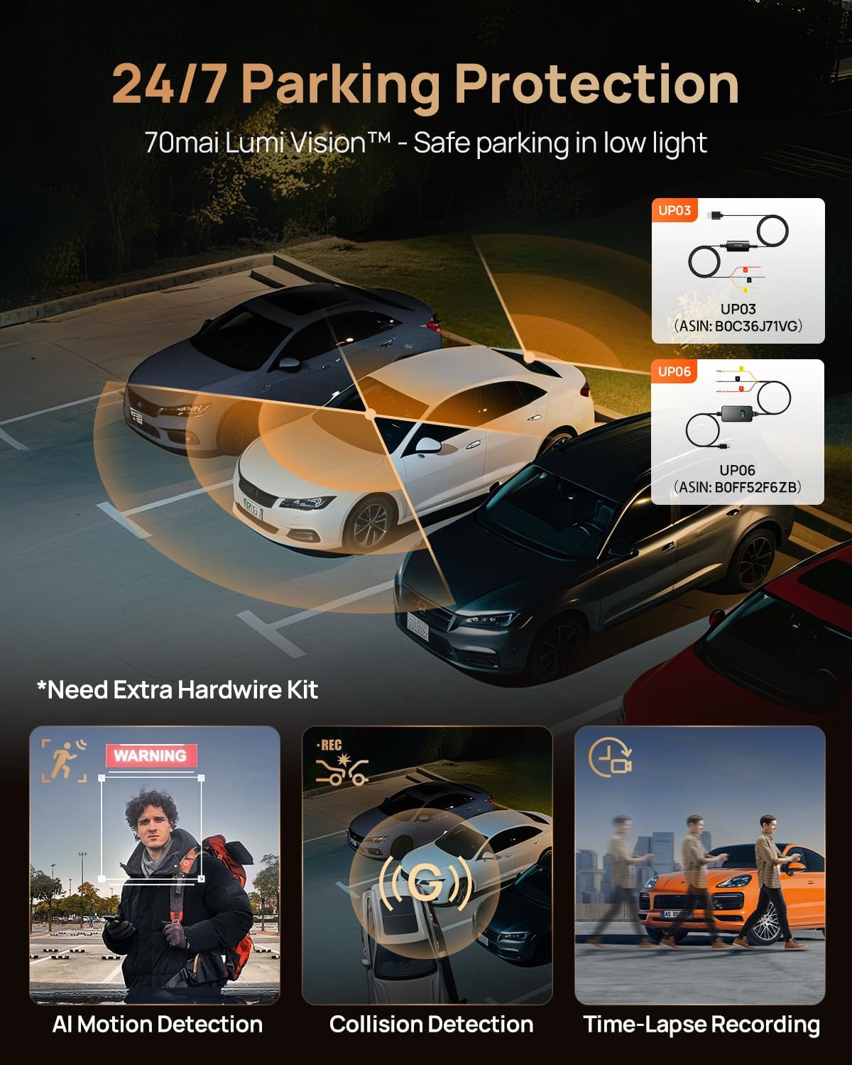 Thumbnail 5 de 70mai Dash Cam 4K T800 3-Channel (4K front, 4K rear, 1080P interior) with HDR and Dual STARVIS 2