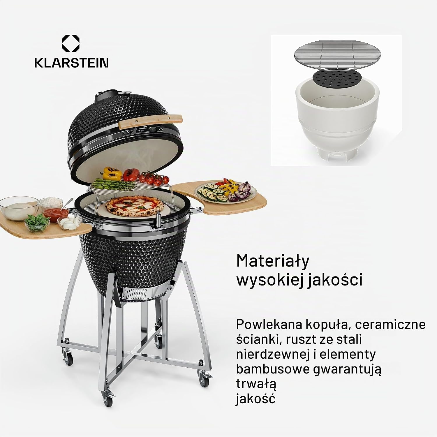 Detalle 2 de Klarstein Kingsize Kamado 10028282 – grill ceramiczny 21 cali, 1600 cm²