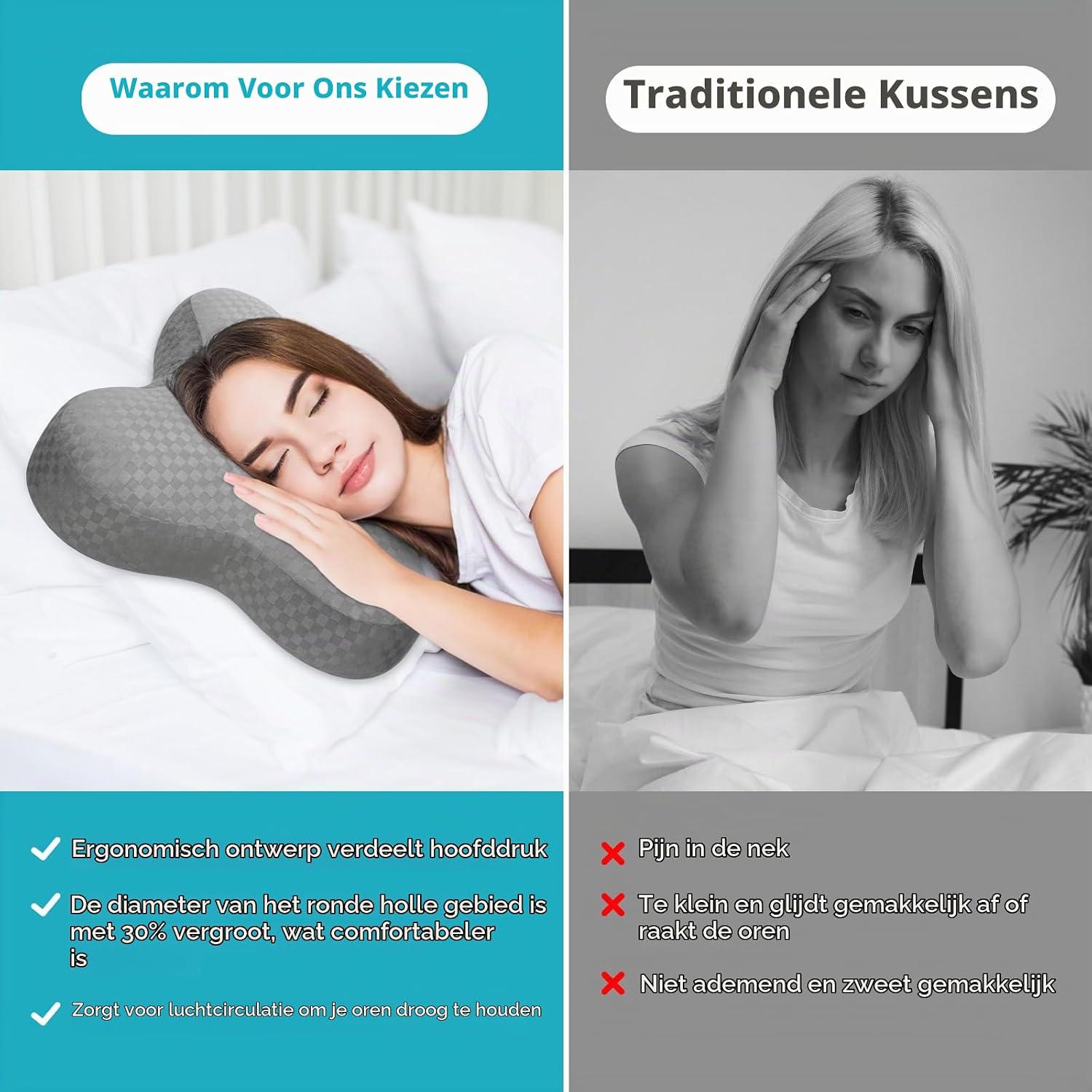 Detalle 2 de pozico CloudEar EP01 oorpiercingkussen, vlindervormig en met verstelbare vulling