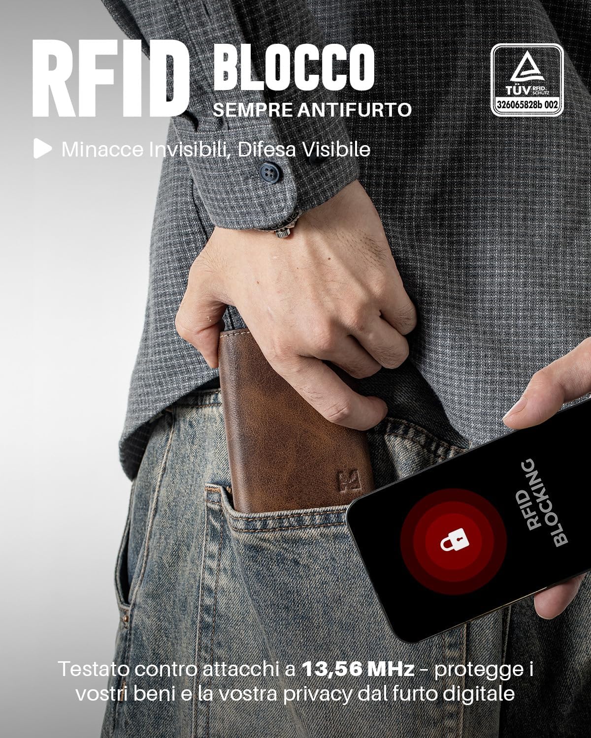 Detalle 2 de MYSHION portafoglio pop up uomo RFID 10,3 cm