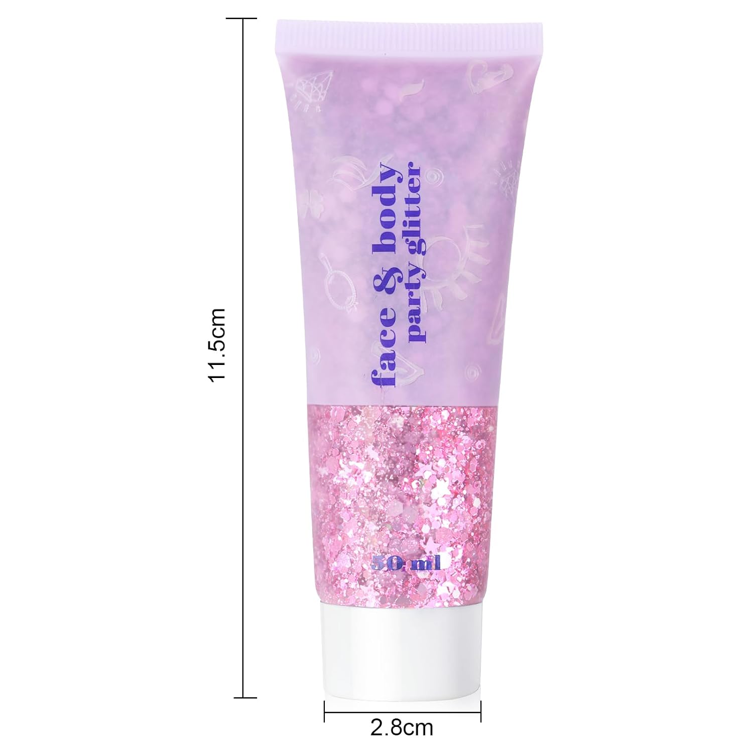 Thumbnail 6 de URAQT Body Glitter Gel Set – 3er Sequins Chunky Glitter Gel, 50 ml pro Stück, festlicher Glitzer für Gesicht & Körper in Silber, Rosa & Weiß