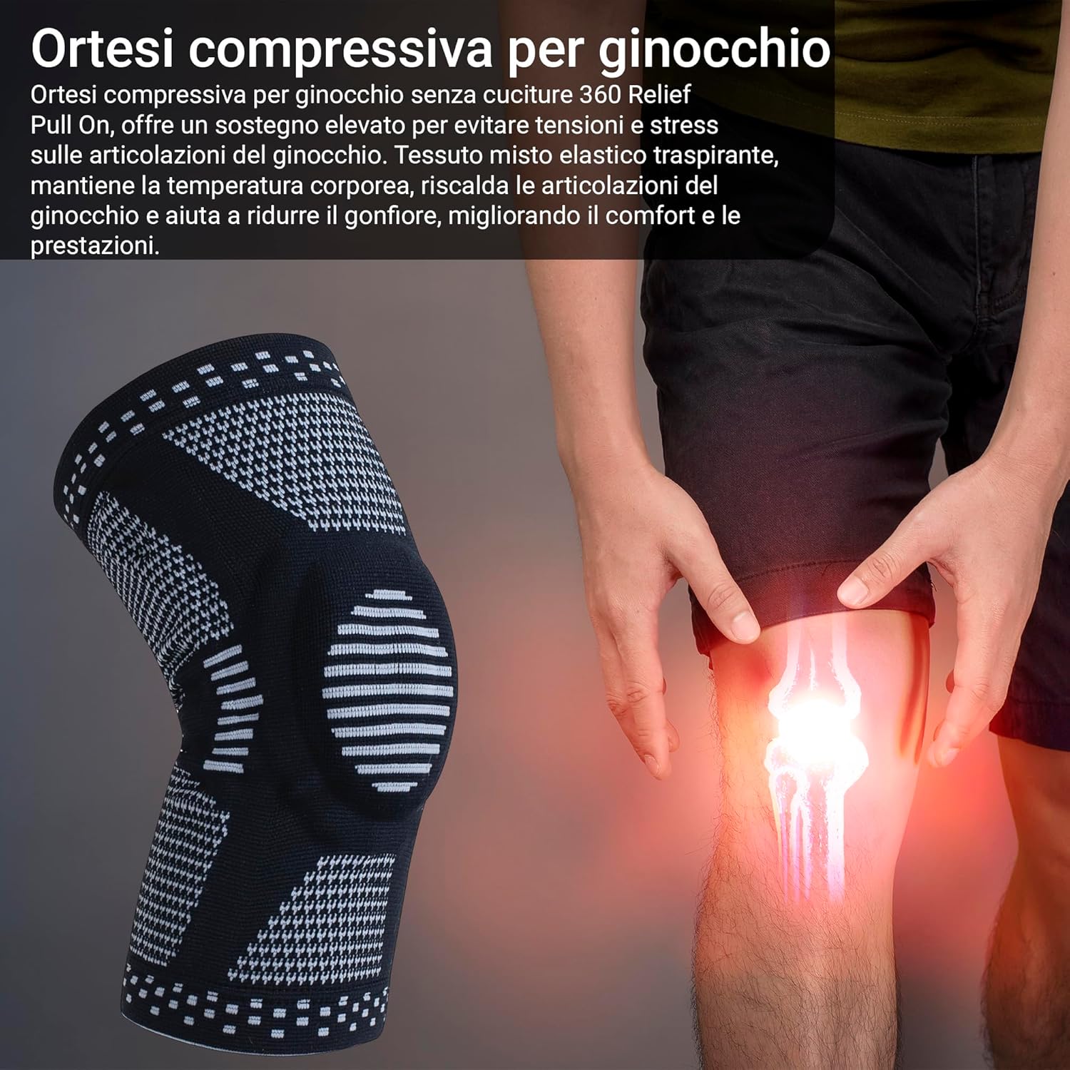 Thumbnail 5 de 360 RELIEF Ginocchiera a Compressione con Imbottitura in Gel – Un supporto versatile per uomo e donna