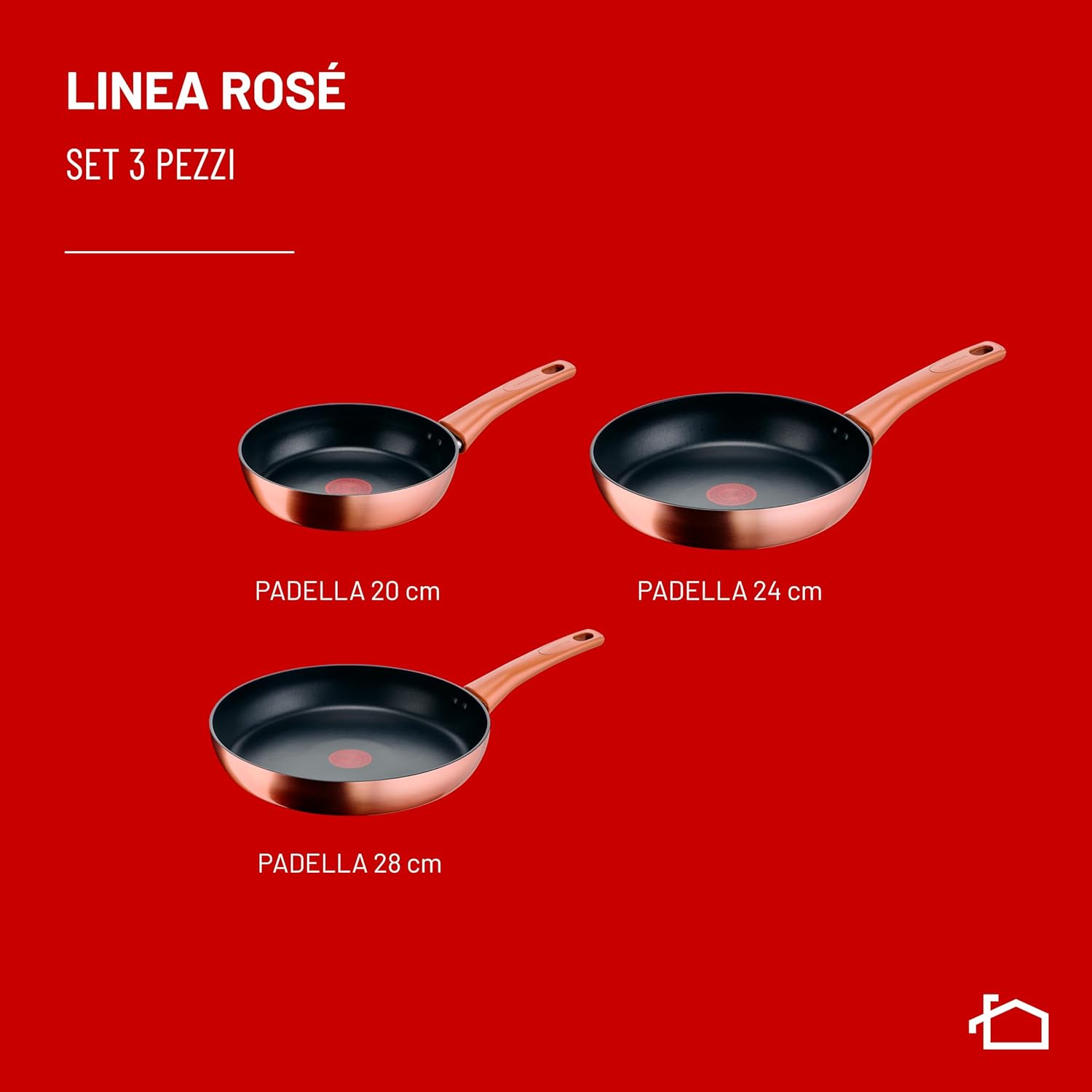 Thumbnail 1 de Lagostina Rosé Set 3 Padelle Antiaderenti Ø 20/24/28 cm – Rivestimento Titanium e Thermo-Signal