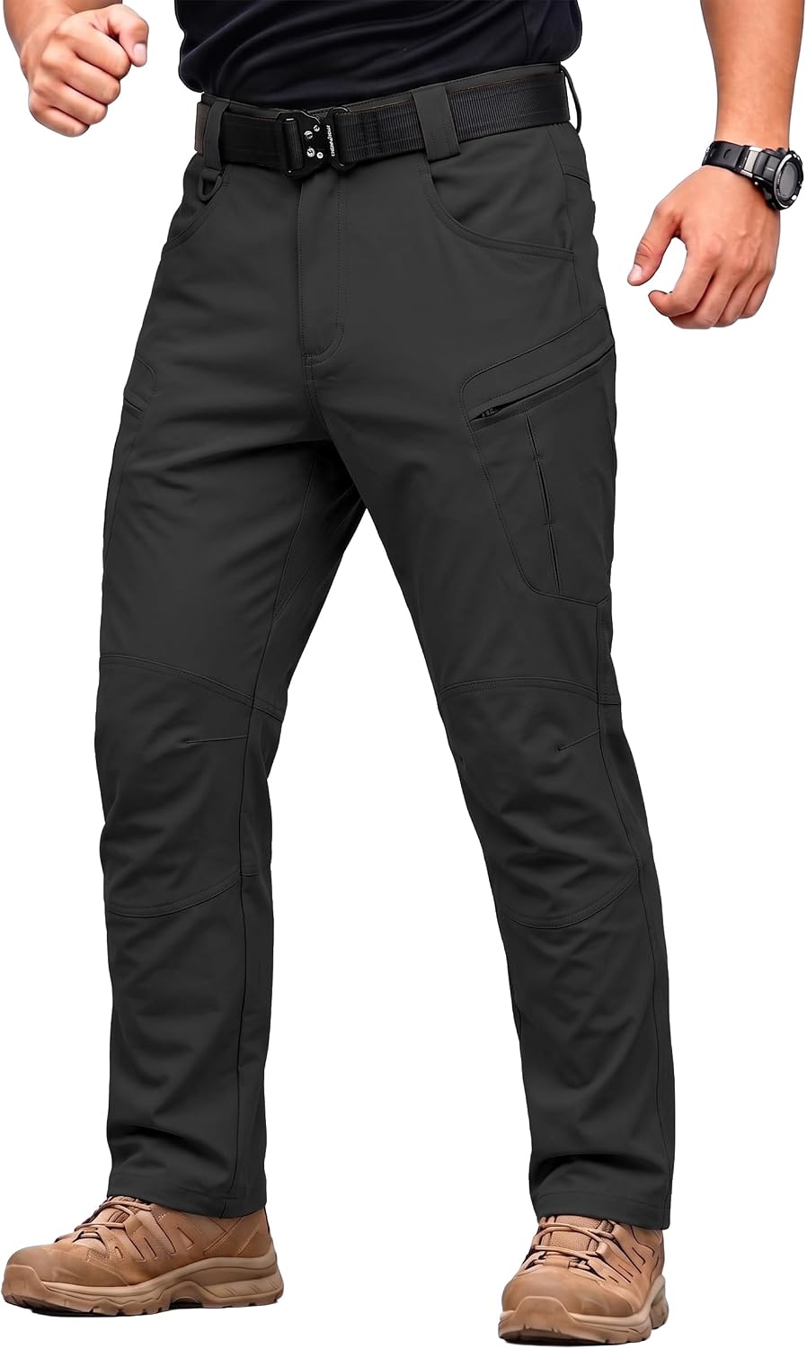 Detalle 1 de Pillxter Men's Stretch Tactical Cargo Pants, 4-Way Stretch, Water-Resistant, 6 Pockets