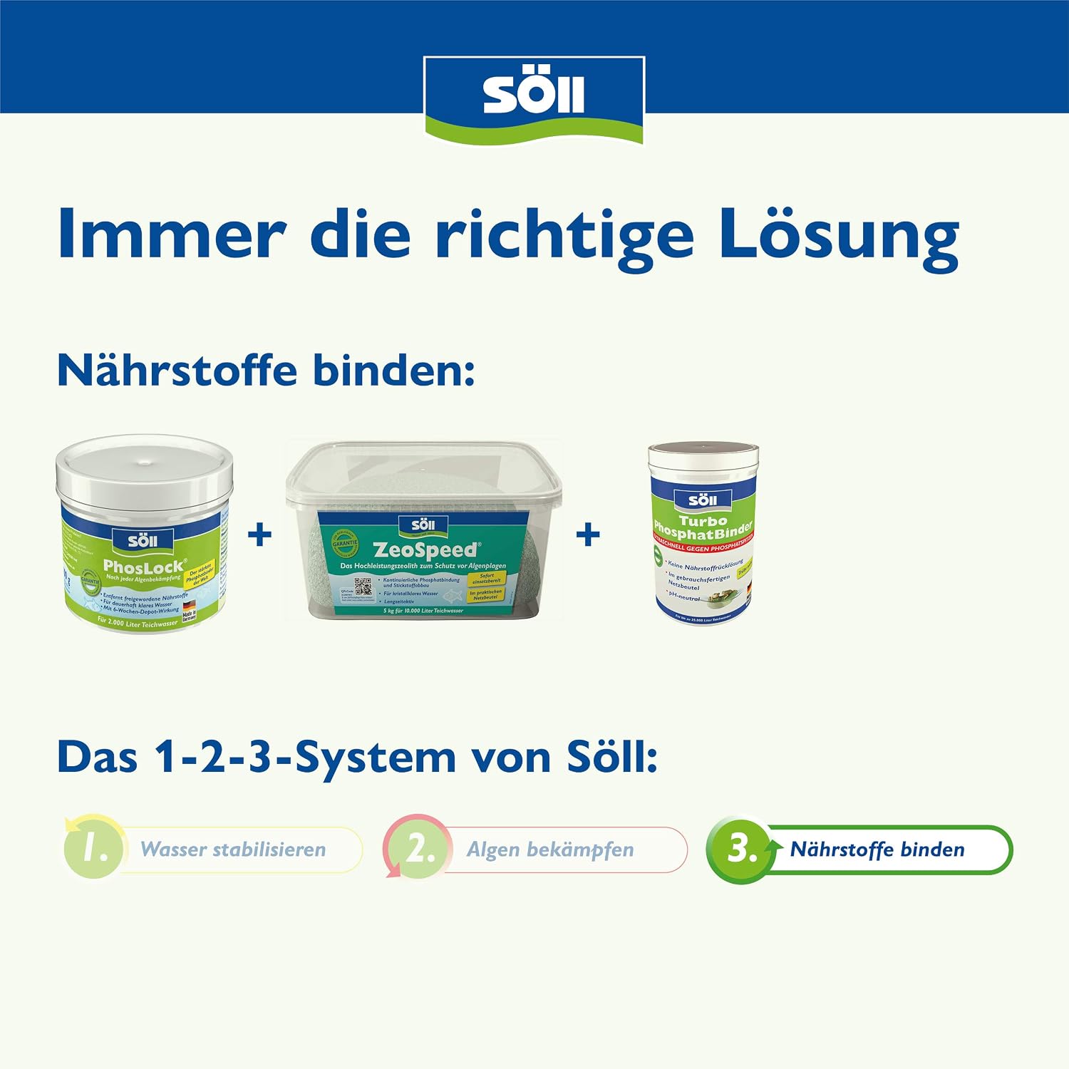 Detalle de Söll PhosLock 100 g – Ganzjährig aktive Phosphatbindung zur Algenvorbeugung im Teich